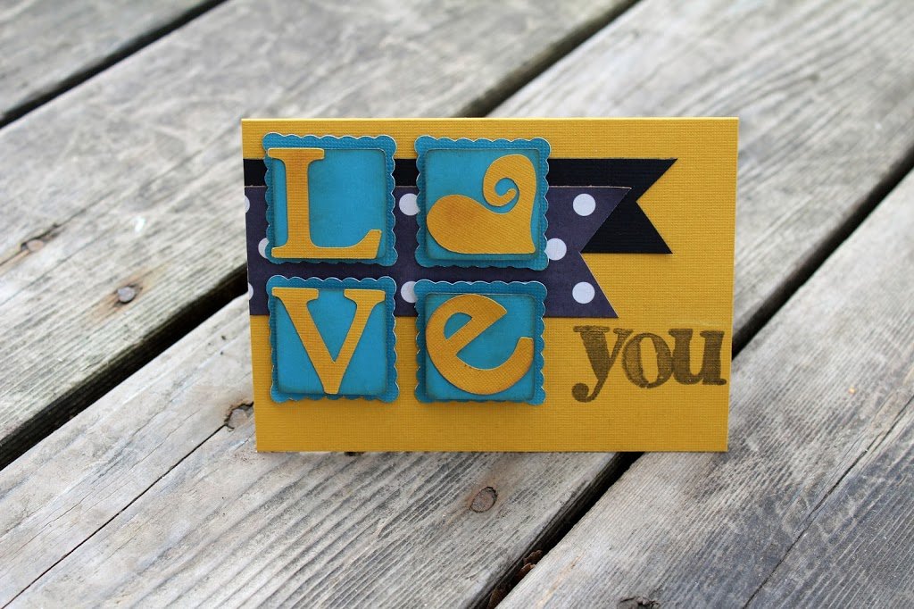 Gold & Blue Masculine Valentines Card