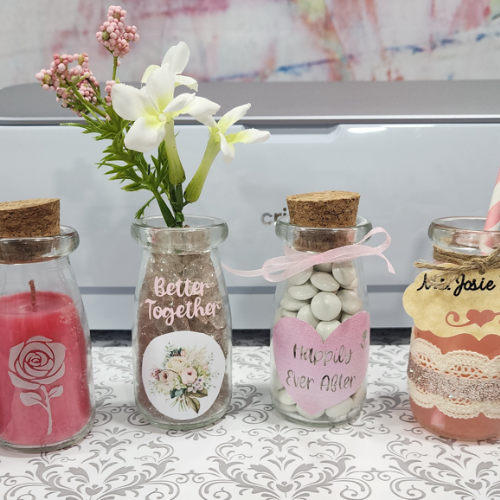 DIY Mini Milk Bottle Wedding Favors with a Cricut
