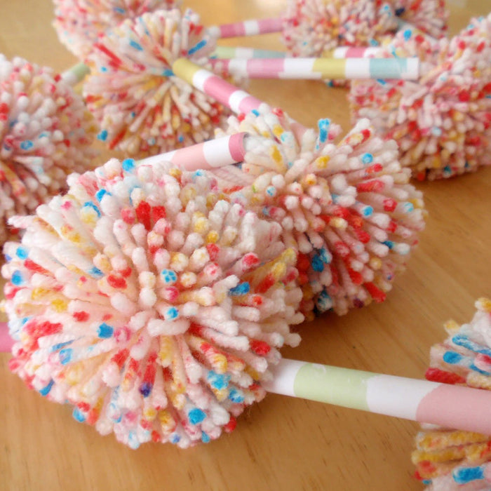 Pom Pom and Paper Bead Garland for Spring