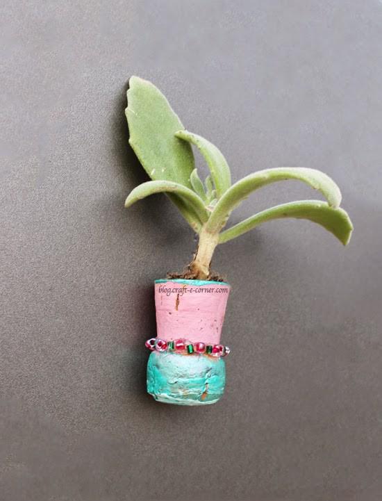 Craft Green! Cork Fridge Magnet Planters for Earth Day
