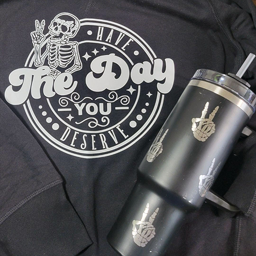 Halloween Skeleton Tumbler and T-Shirt Using Cricut