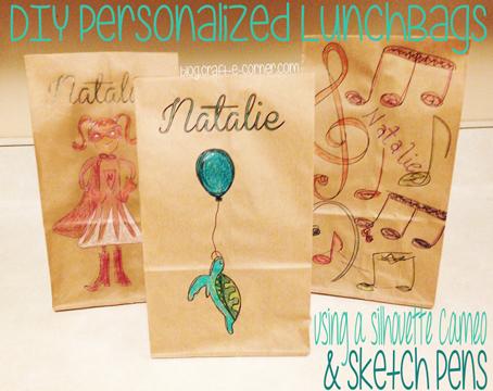 DIY Personalized Lunch Bags With Cameo & Sketch Pens