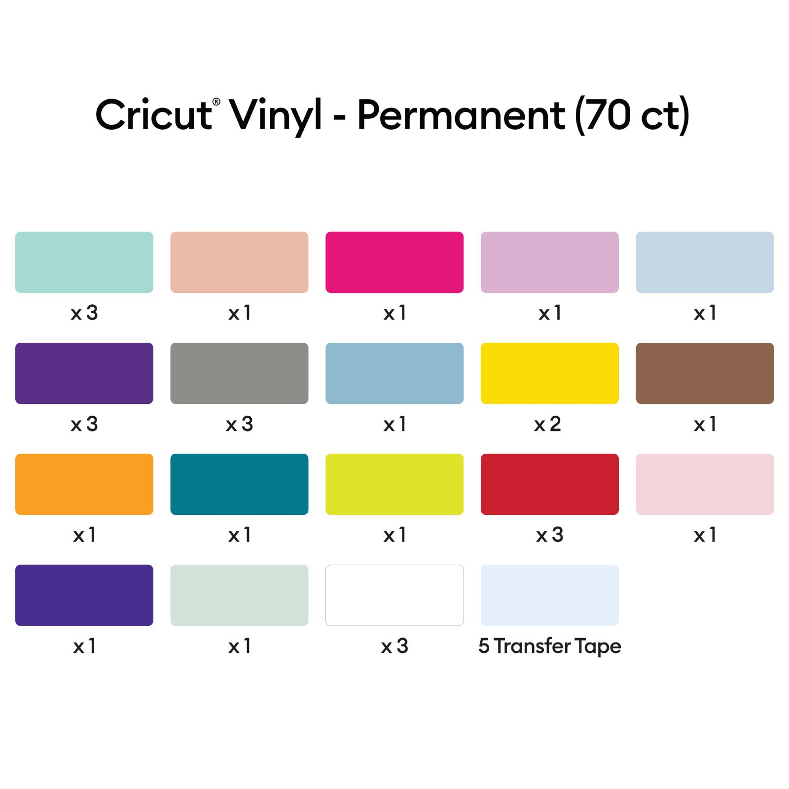Cricut Vinyl, Ultimate Sampler - Permanent 70 ct