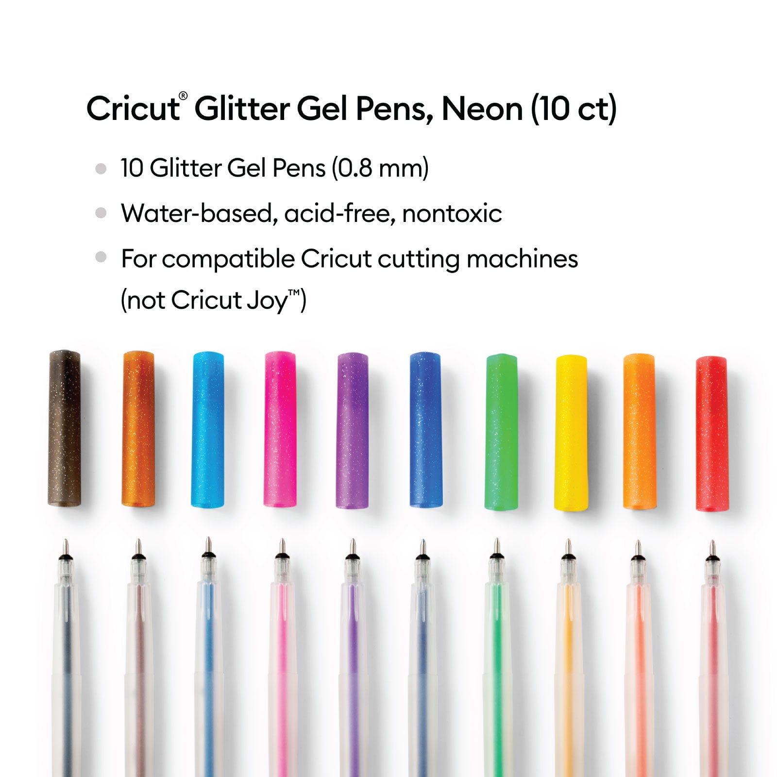 Cricut Smart Label Writable White Permanent Vinyl and Cricut Glitter Rainbow Gel Pens 0.8 mm