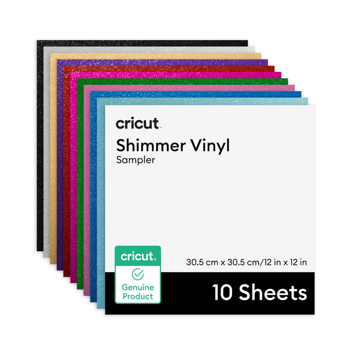 Cricut Shimmer Vinyl Permanent, Party Sampler - 12 in x 12 in Sheets 10 ct