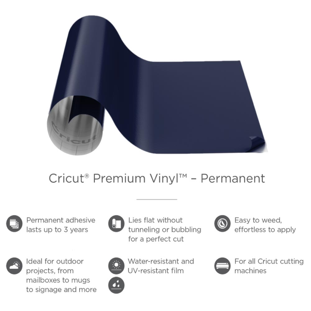 Cricut Premium Permanent Black & White Vinyl Rolls and Transfer Tape Bundle