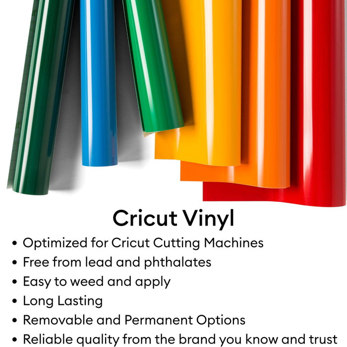 Cricut Smart Vinyl 12" x 3' Rainbow Adhesive Vinyl Rolls Bundle, 6 Count