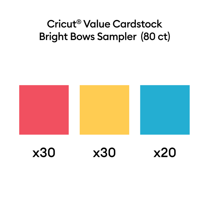 Cricut Value Card Stock, Bright Bows Sampler, 8.5 in x 11 in, 80 Sheets, 80 Count