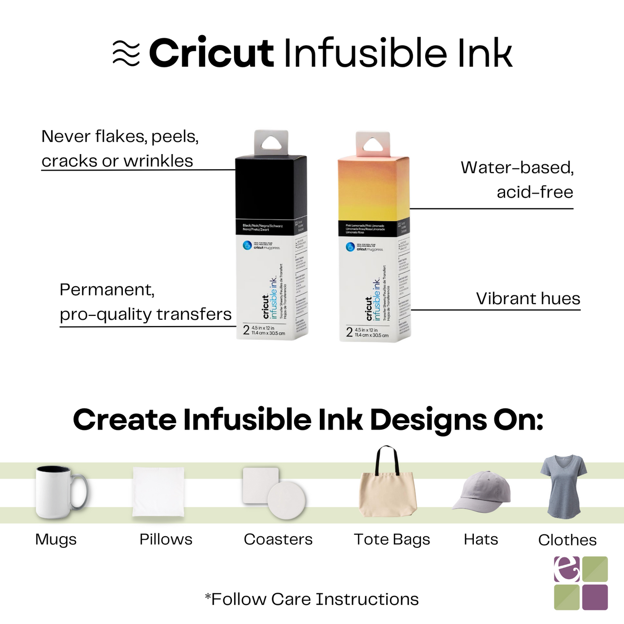 Cricut Infusible Ink Transfer Sheet Bundle for Mug Press, Pink Green Watercolor