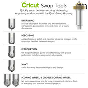 Cricut Maker QuickSwap Housing with Perforation Blade, Engraving Tip and Debossing Tip Bundle