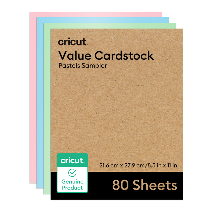 Cricut Value Cardstock, Pastels Sampler - 8.5 in x 11 in 80 ct