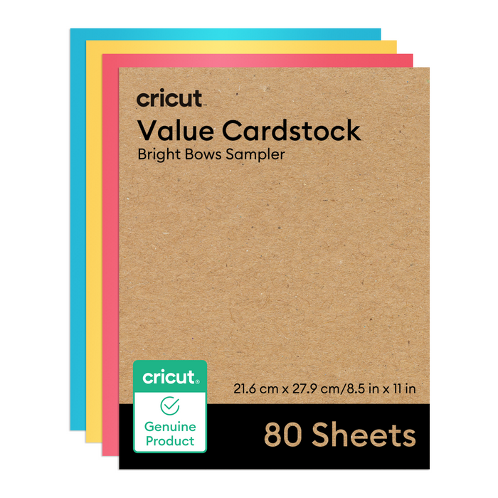 Cricut Value Card Stock, Bright Bows Sampler, 8.5 in x 11 in, 80 Sheets, 80 Count
