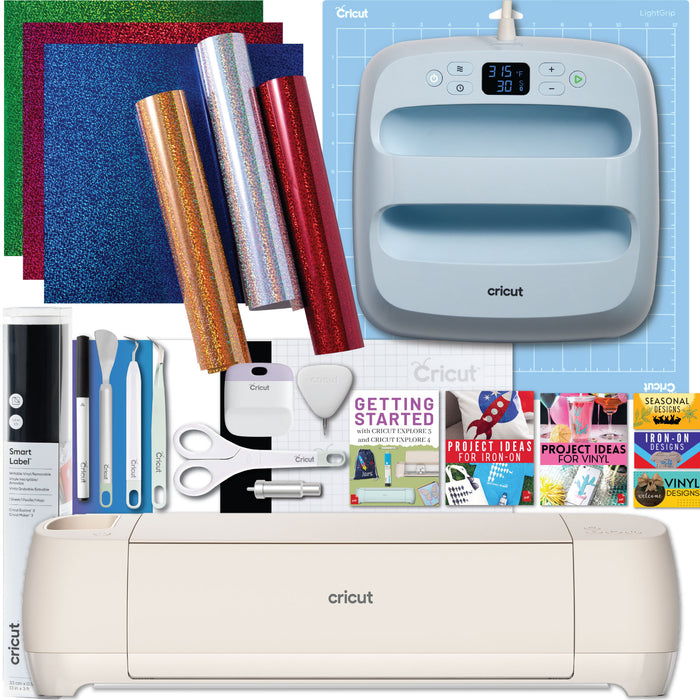 Cricut Explore 4 Die-Cutting Machine with Easy Press 3 Heat Press and Iron-On Sheets Bundle