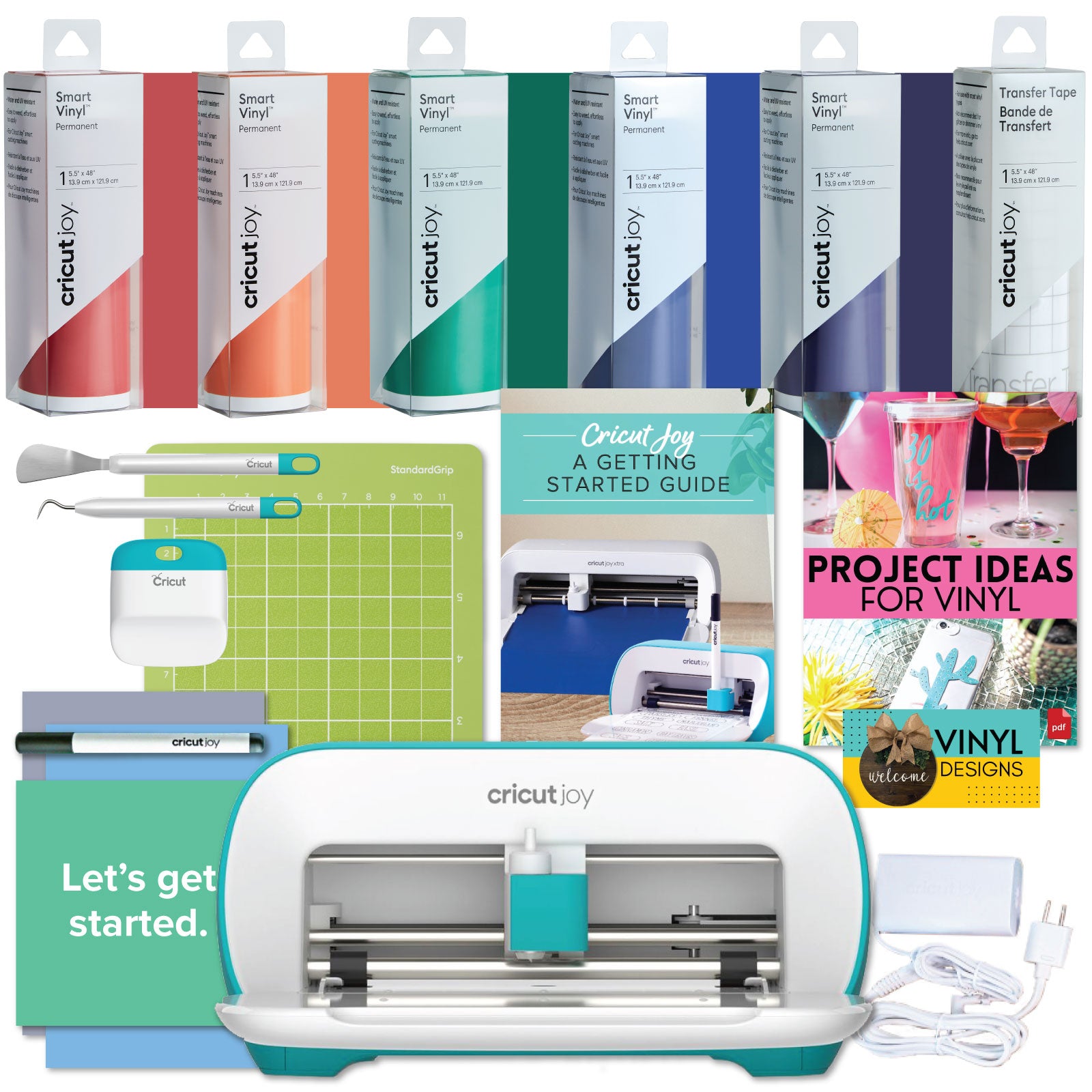 Cricut Joy Machine Bundle with Premium Permanent Vinyl and StrongBond  Iron-On Samplers