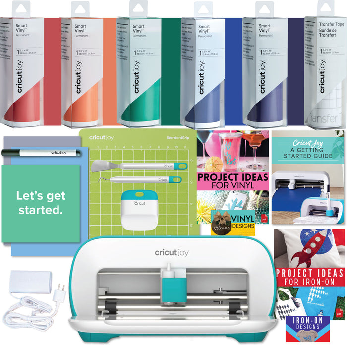 Cricut Joy Cutting Machine Rainbow Vinyl, Joy Starter Tool Set, and Transfer Tape Bundle