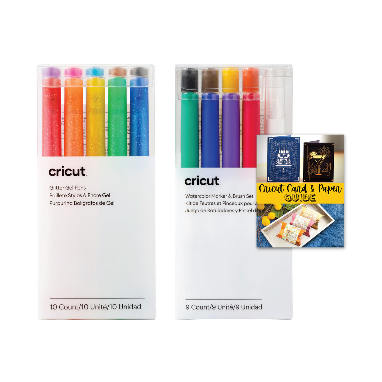 Cricut Glitter Rainbow Gel Pens 0.8mm and Watercolor Marker Brush Set Bundle
