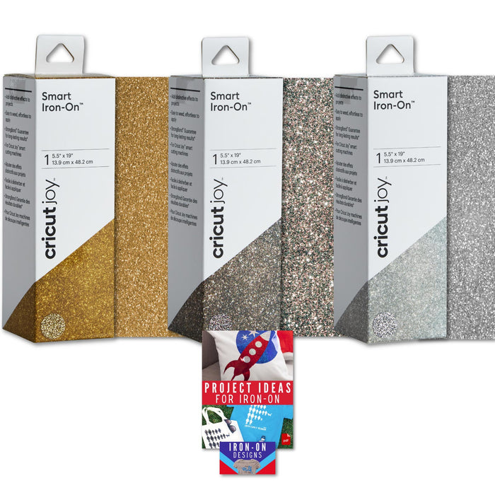 Cricut Joy Smart StrongBond Iron-On Roll Bundle - Glitter Silver, Multi, Gold