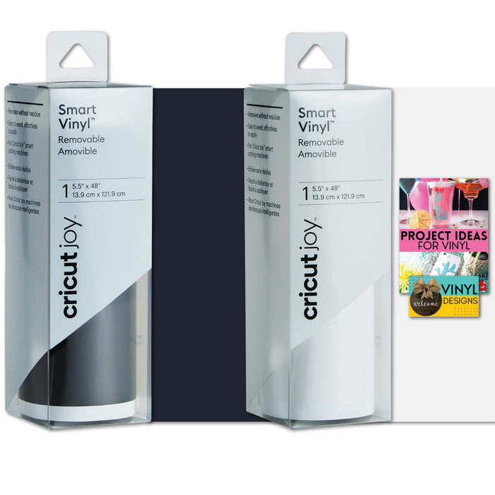 Cricut Joy Smart Removable Vinyl Rolls Bundle, 5.5in x 48in, Tuxedo, 2 Count