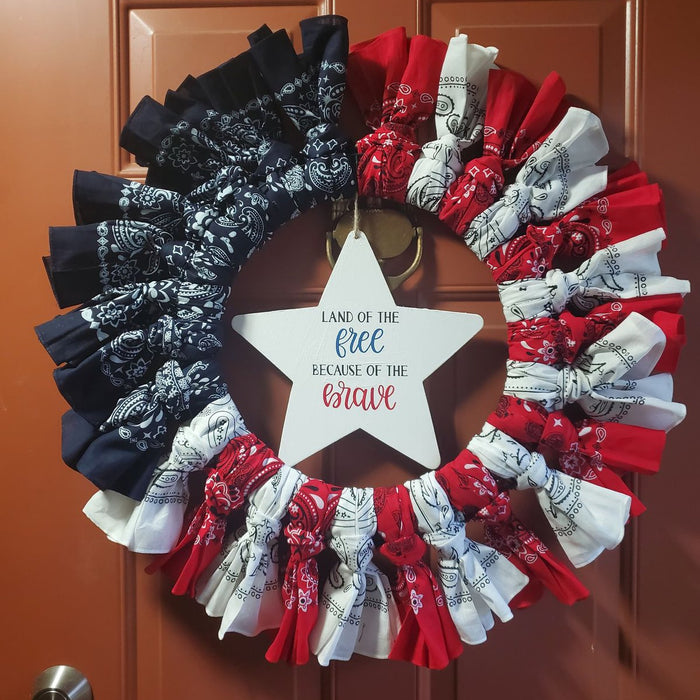 Patriotic Bandana Wreath Cricut Vinyl Stencil