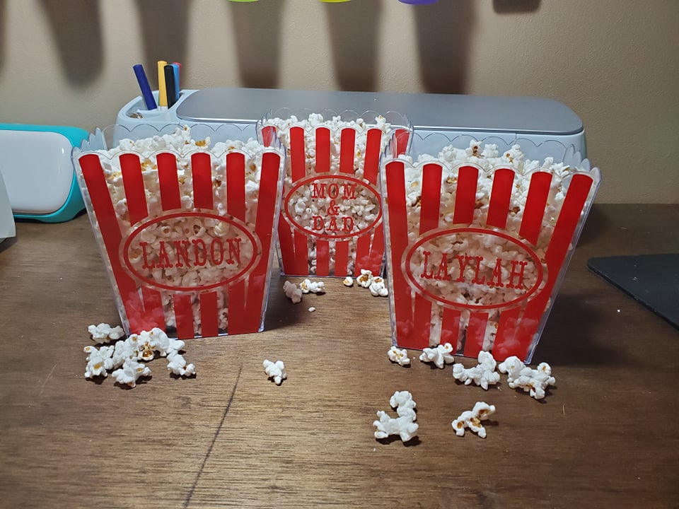 Personalized Popcorn Buckets Cricut Vinyl