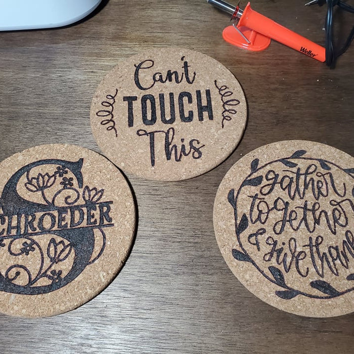 DIY Burned Cork Trivets Cricut