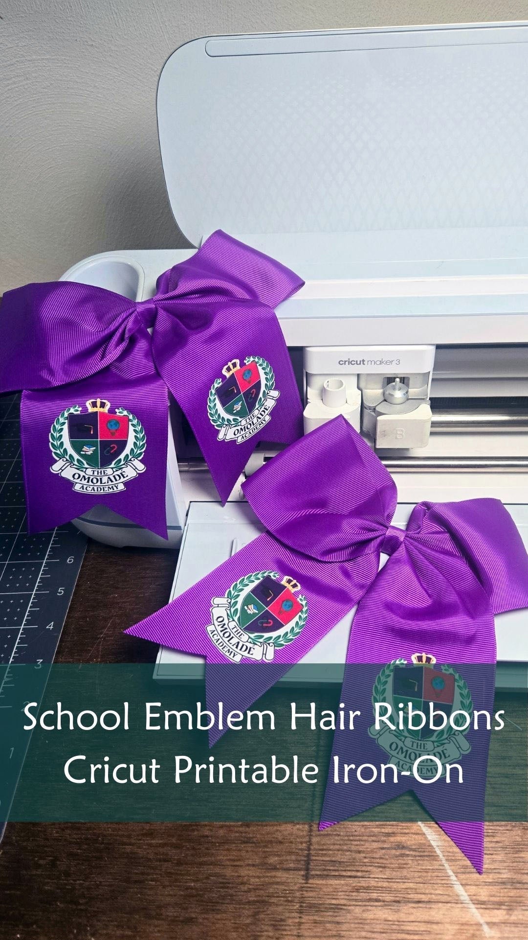 School Emblem Hair Bows Using Cricut Printable Iron-on