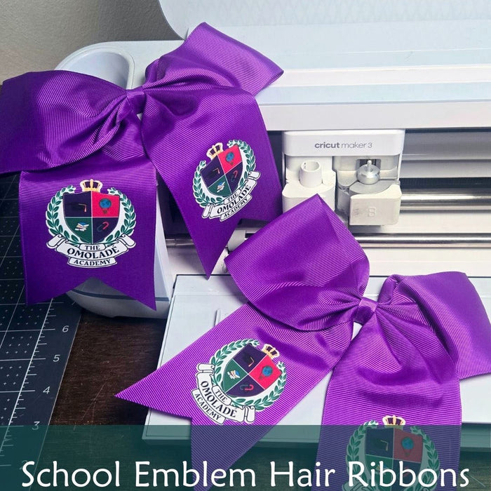 School Emblem Hair Bows Using Cricut Printable Iron-on