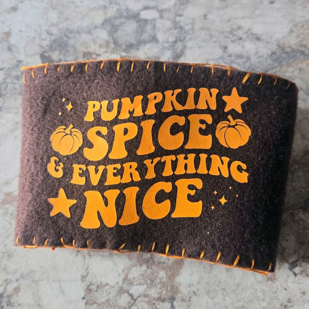 Pumpkin Spice Felt Travel Cup Wrap Using Cricut