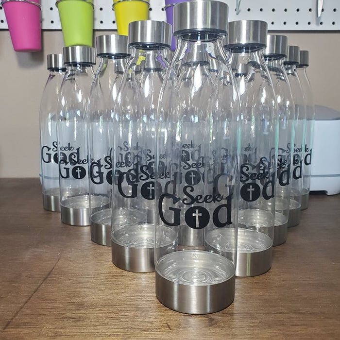 Big Group Water Bottles using Cricut Smart Vinyl
