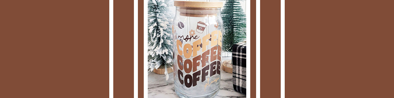 DIY Coffee Lovers Gift: Glass Can Cup Using Cricut Vinyl