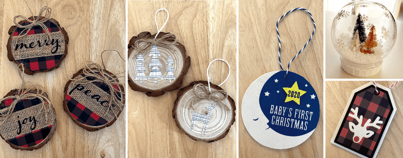 Christmas in July - DIY wood ornaments with Cricut + bonus snow globe