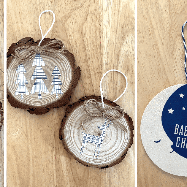 Christmas in July - DIY wood ornaments with Cricut + bonus snow globe