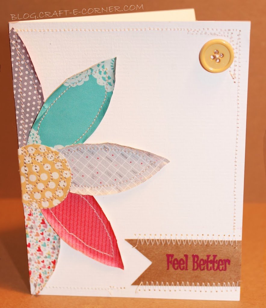 Machine Sewn Card “Feel Better”- Tutorial (No die-cutting machine required!)