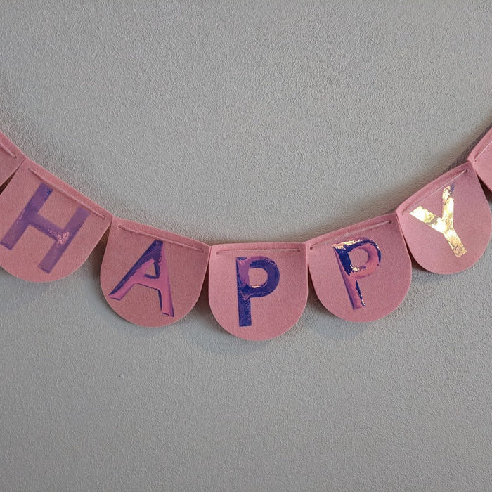 Cricut Birthday Banner with Holographic Iron-on on Felt