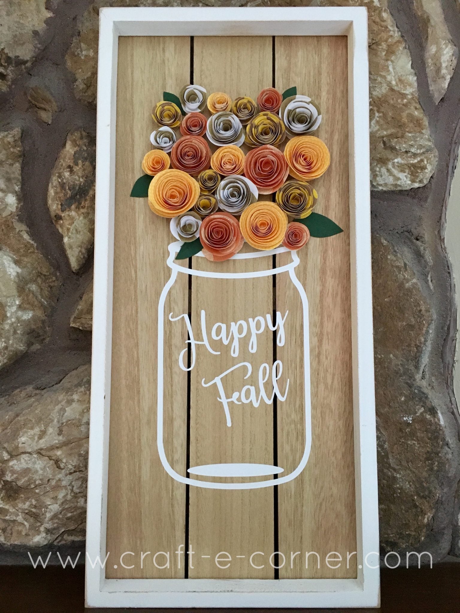 Fall 3D Paper Flowers + Vinyl Mason Jar (Free SVG))