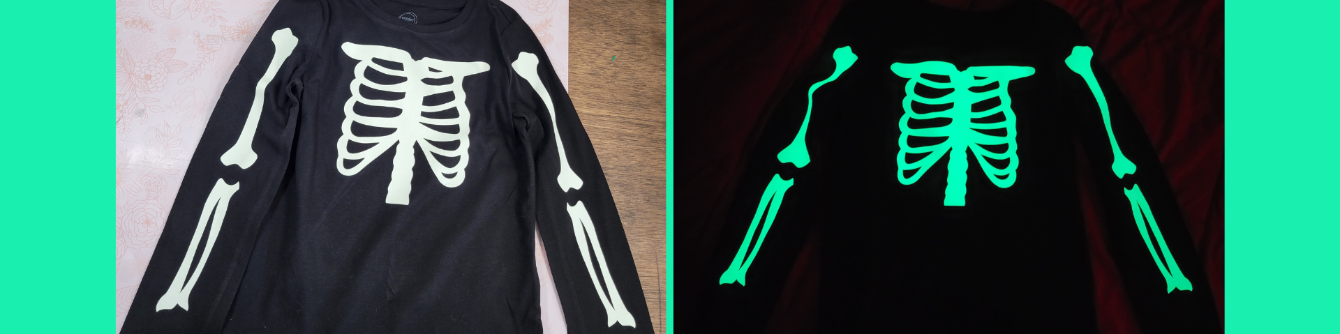 DIY Cricut Glow In The Dark Skeleton Shirt