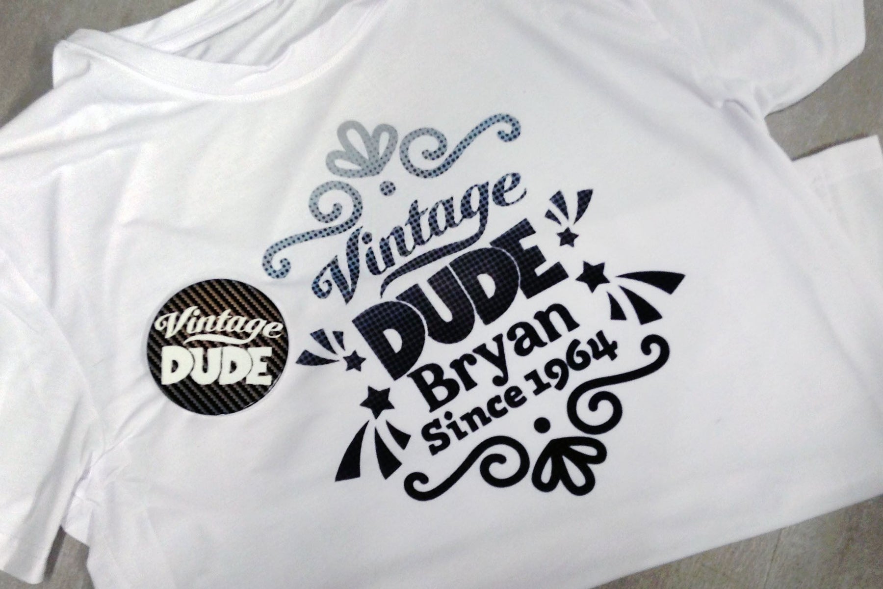 Men's Vintage Dude T-Shirt & Drink Coaster Birthday Party Set