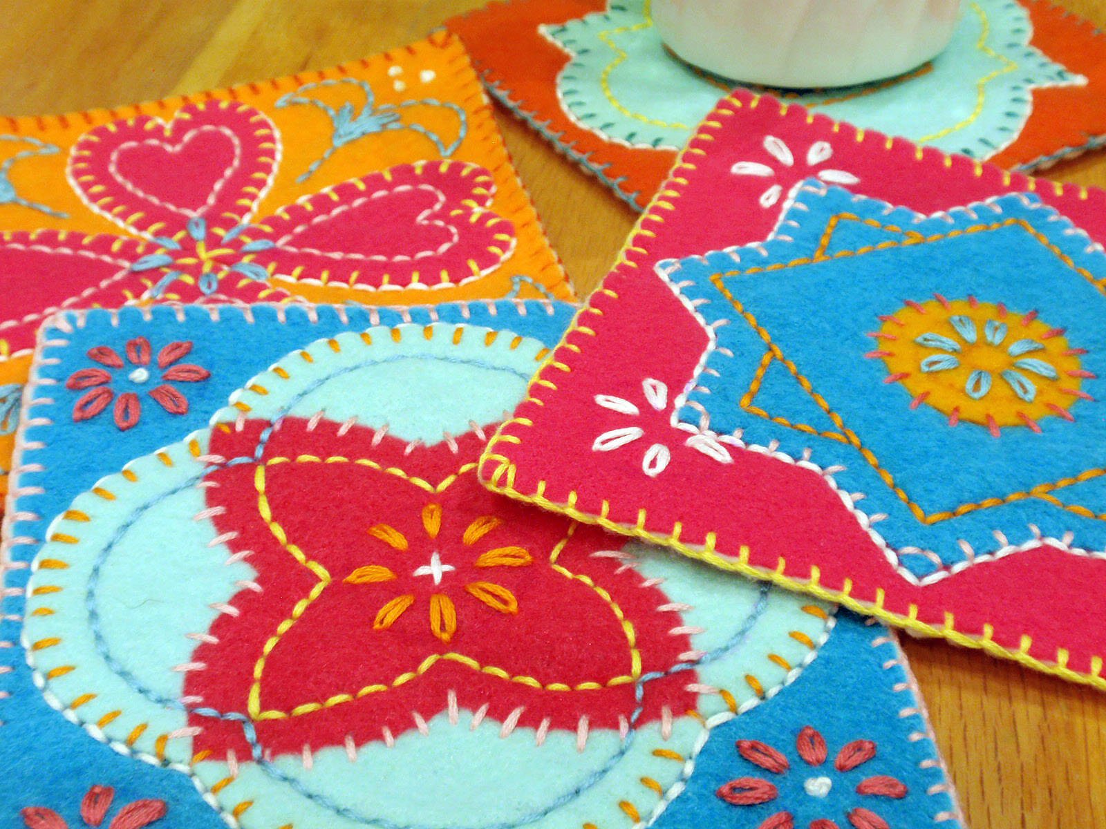 Colorful Felt Coasters (including Free Pattern!)