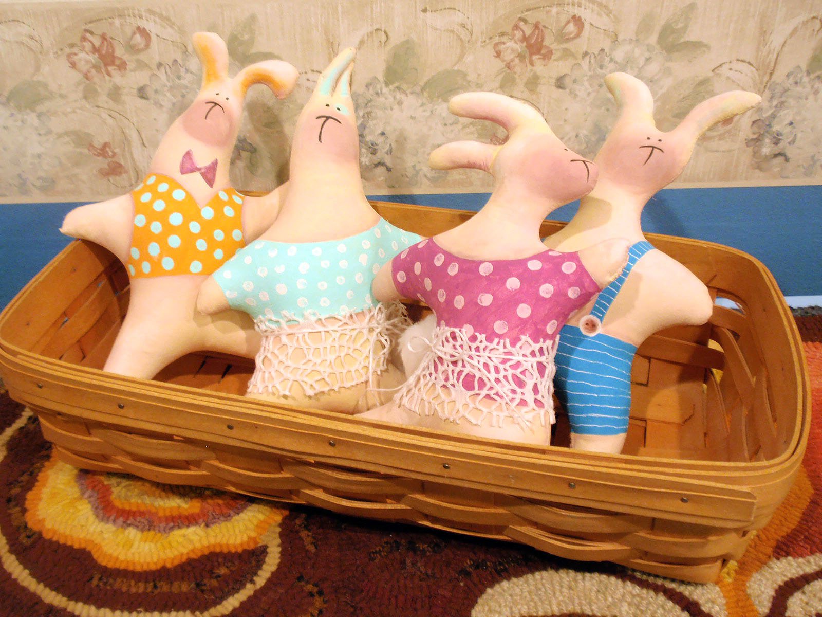 Fabric Bunny Dolls: Whimsical Painted Easter Decor