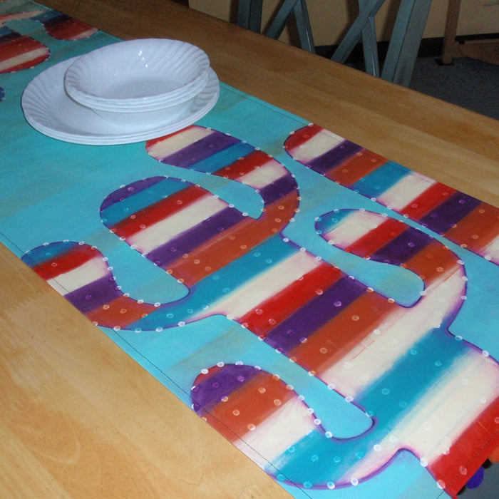 Painted Cactus Table Runner: Easy Southwestern Stripes
