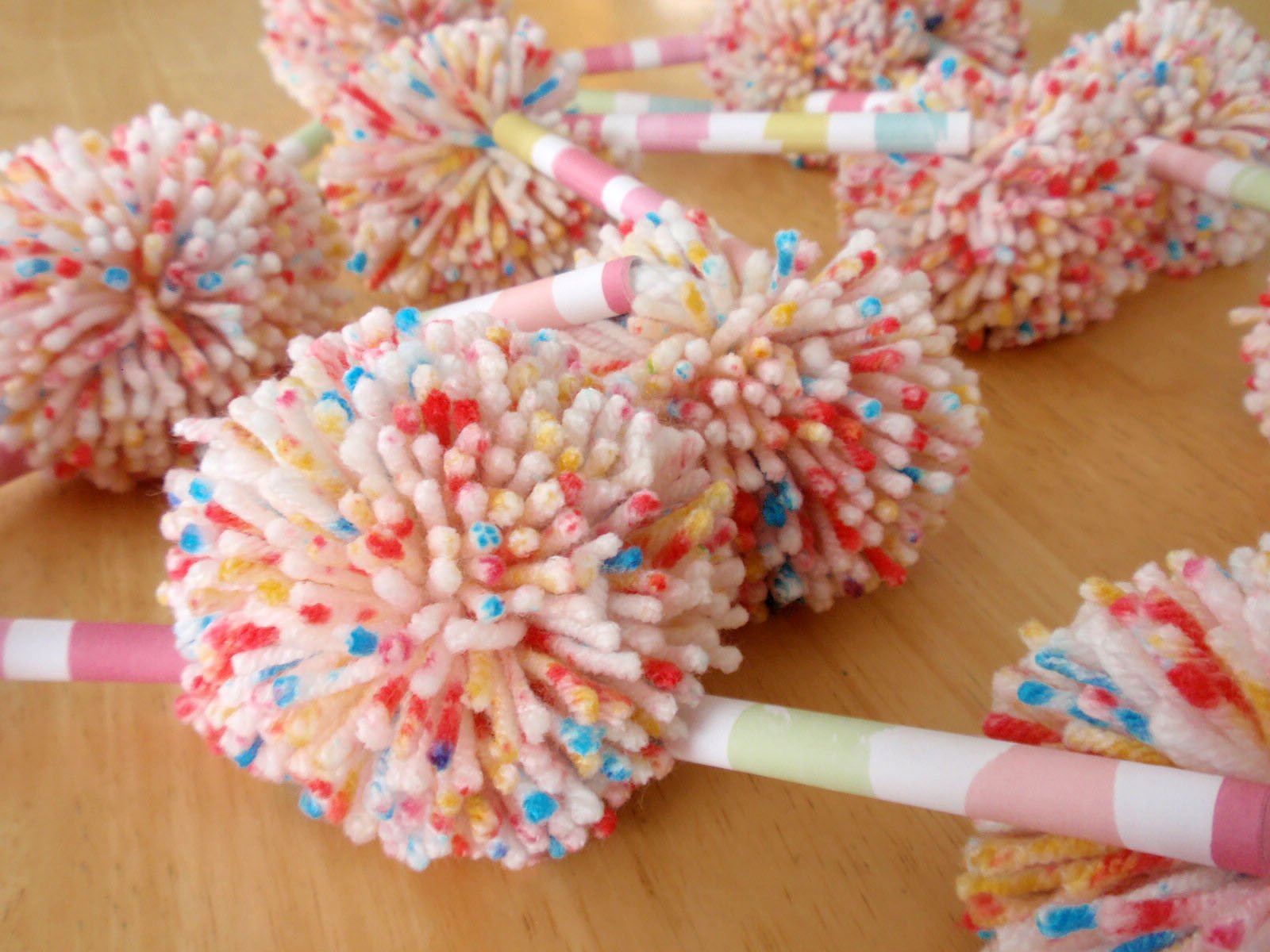 Pom Pom and Paper Bead Garland for Spring