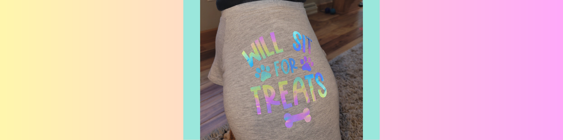 Cricut Rainbow Reflective Iron-on // Dog Shirt Tutorial