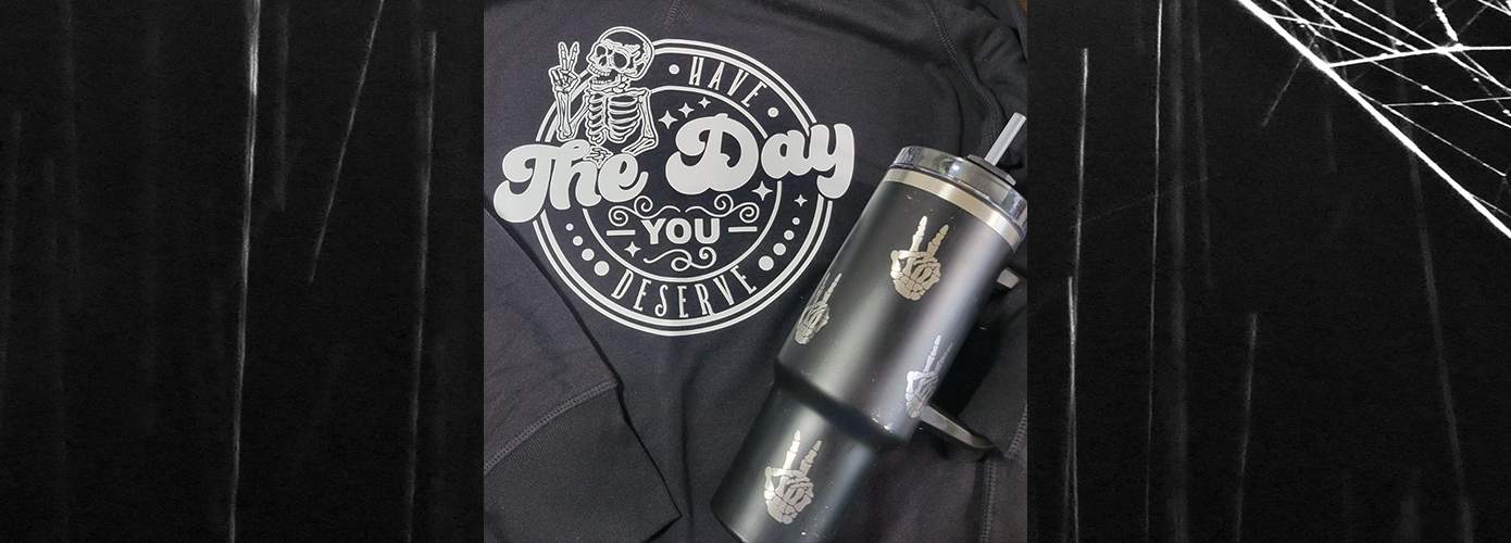 Halloween Skeleton Tumbler and T-Shirt Using Cricut