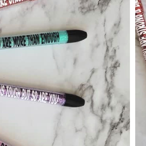 Glitter Motivational Pens Using Cricut Vinyl