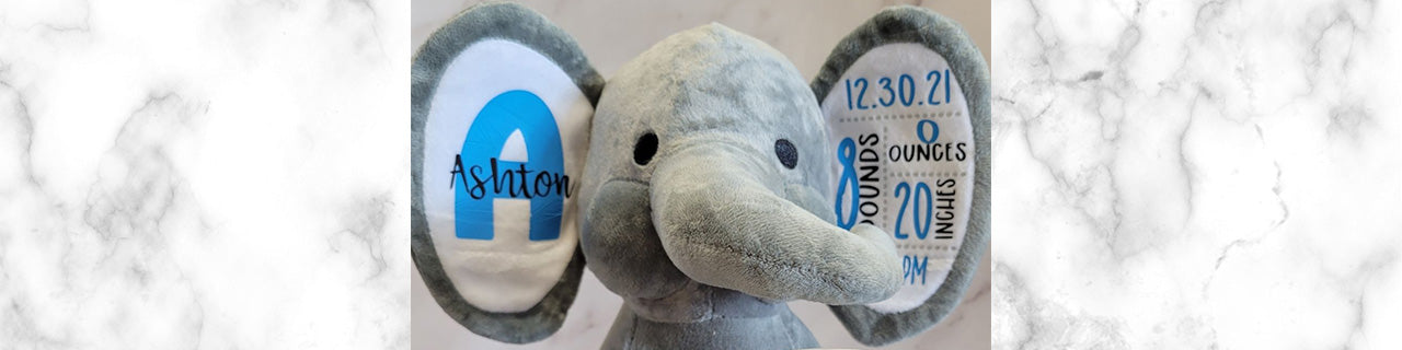 Baby Gift Birth Stats Elephant Using Cricut Iron-on