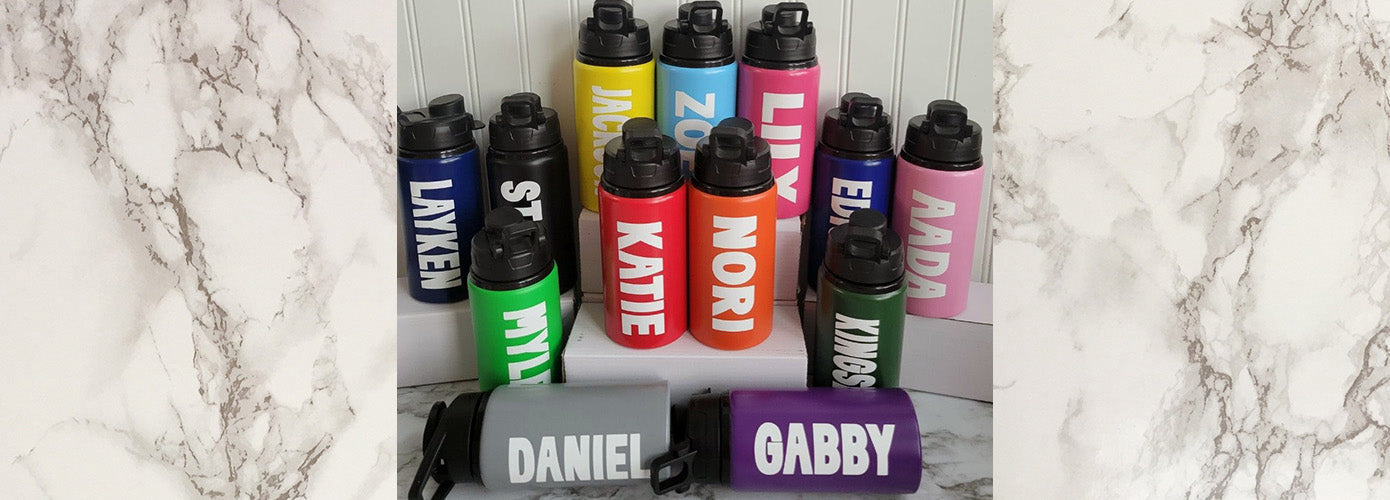 Water Bottle Birthday Party Favors Using Cricut Vinyl