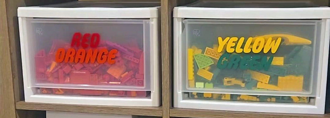 Kids Lego Storage Bin Decals Using Cricut Vinyl