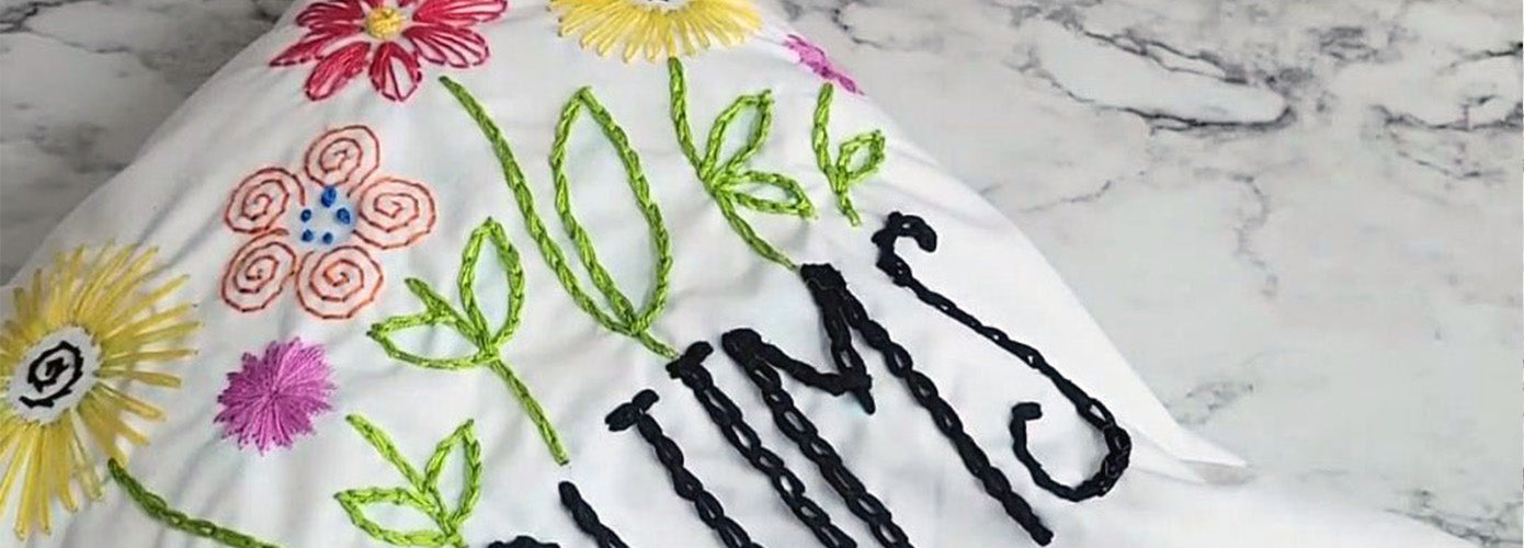 Hand Embroidered Pillow Using Cricut Washable Pen