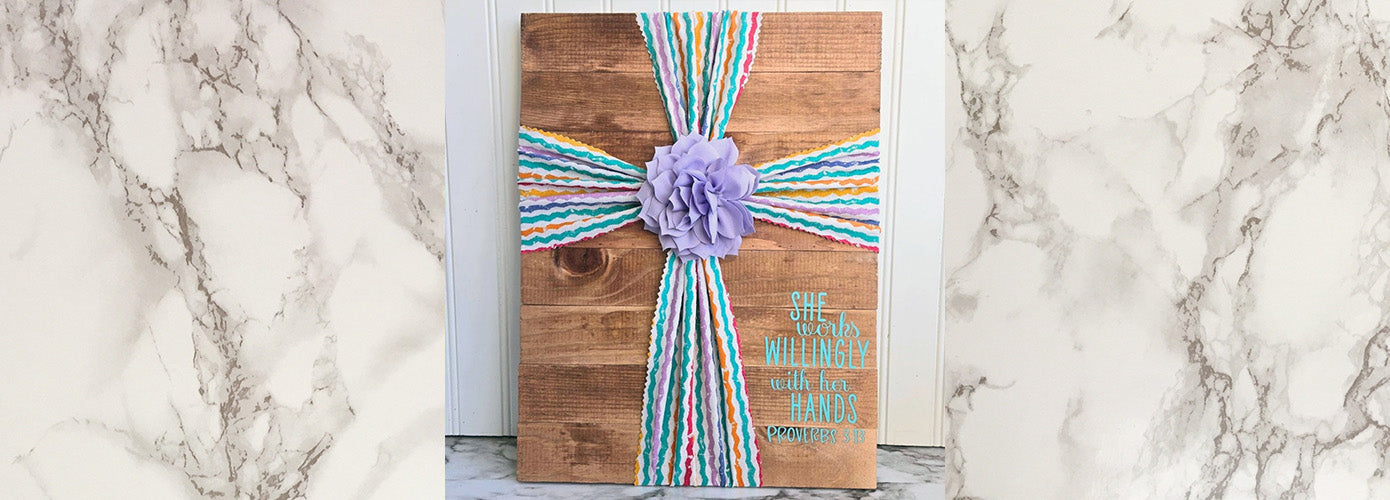 Fabric Cross Sign Using Cricut Iron-on