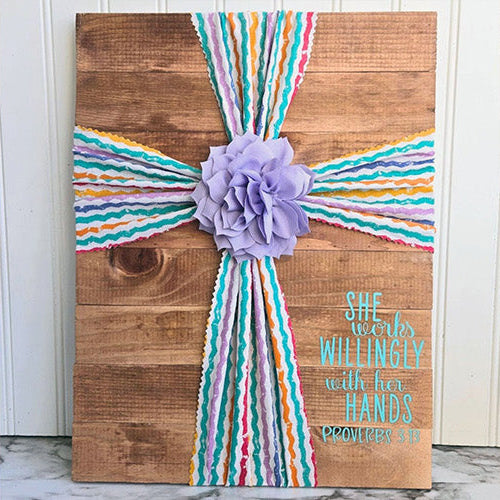 Fabric Cross Sign Using Cricut Iron-on